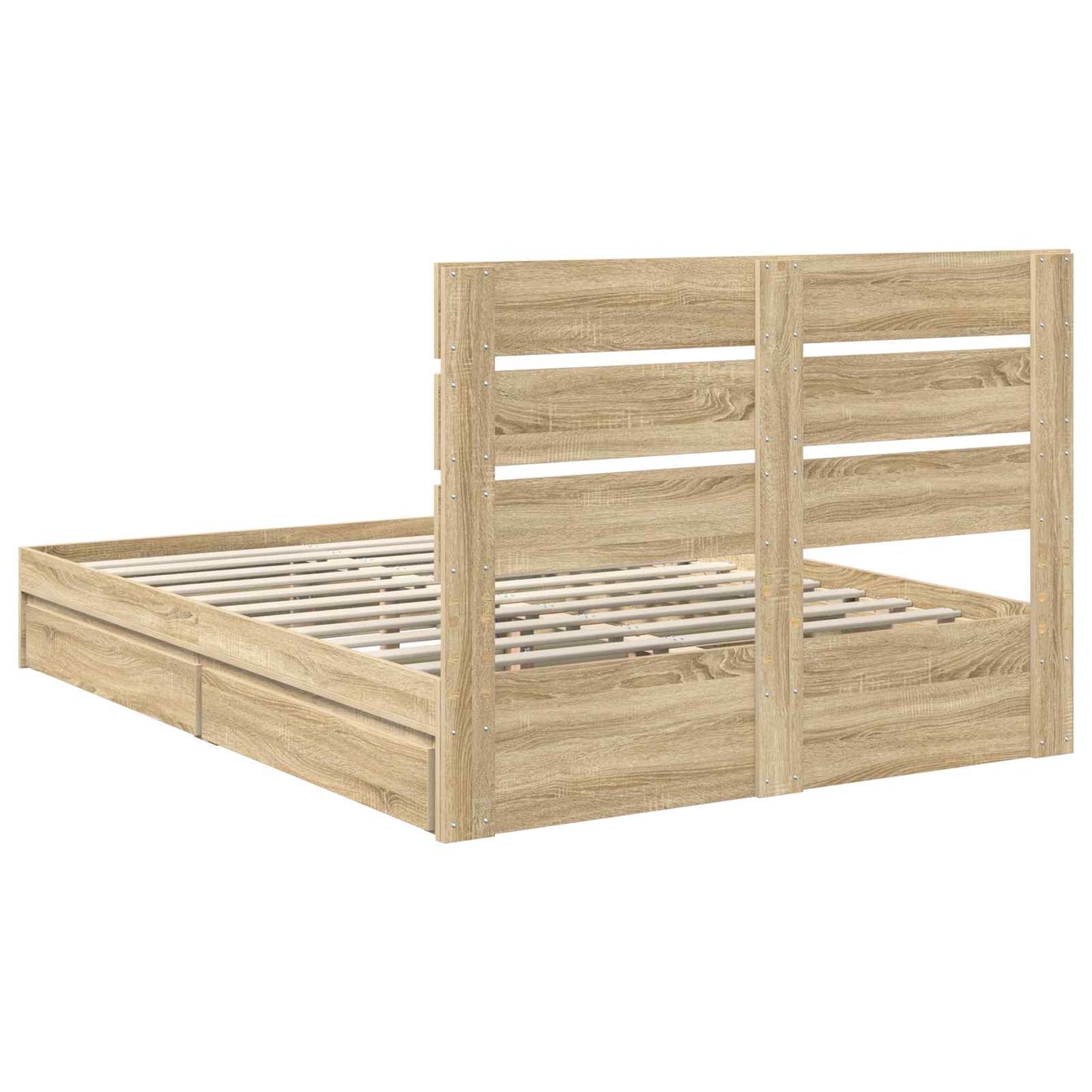 Letto con Contenitore con testiera Rovere Sonoma 140 x 200 cm | homemem39