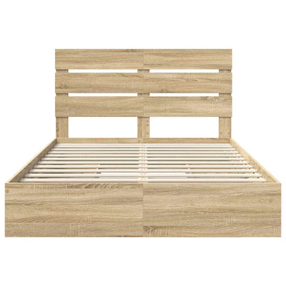 Letto con Contenitore con testiera Rovere Sonoma 140 x 200 cm | homemem39