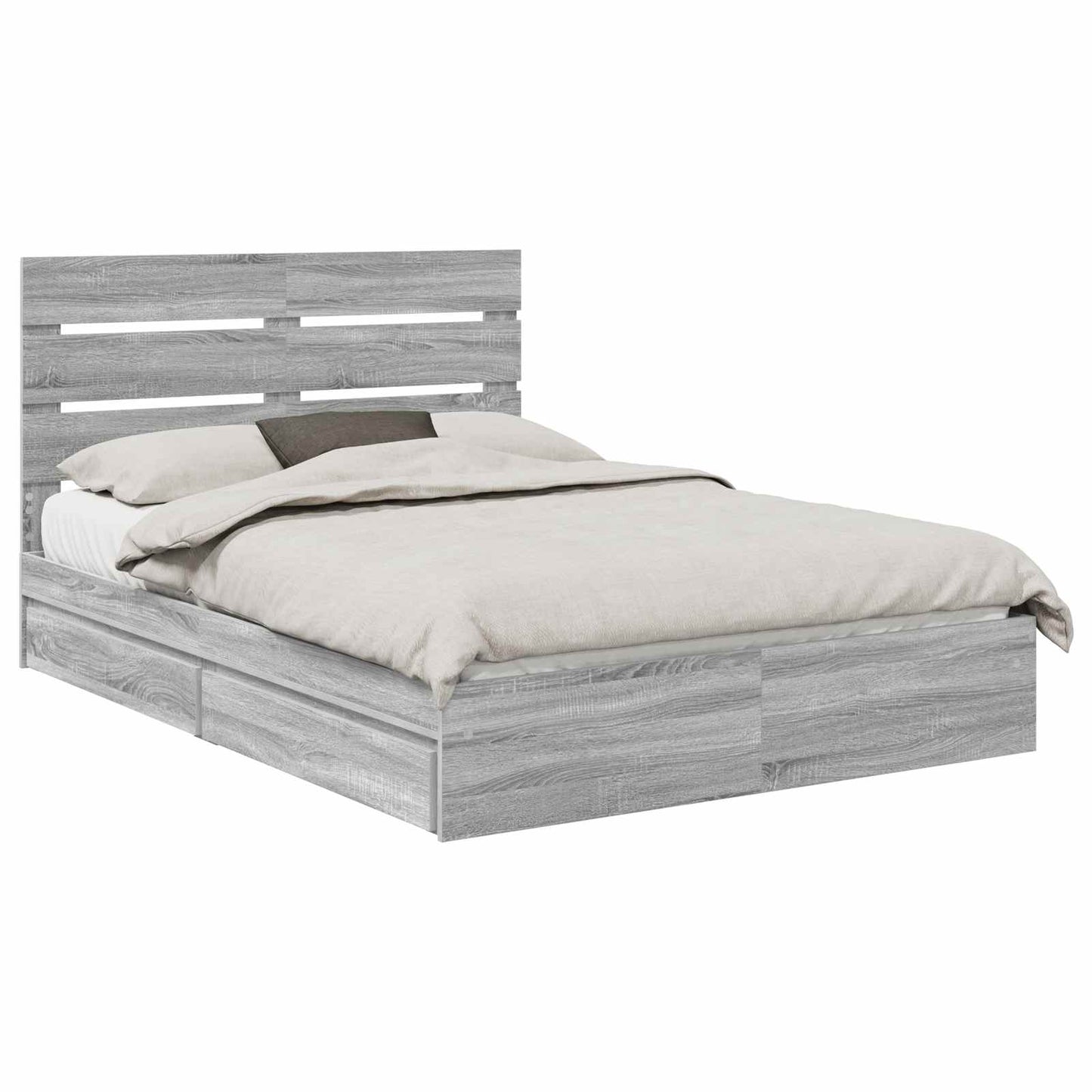 Letto con Contenitore con testiera Grigio Sonoma 140 x 200 cm | homemem39