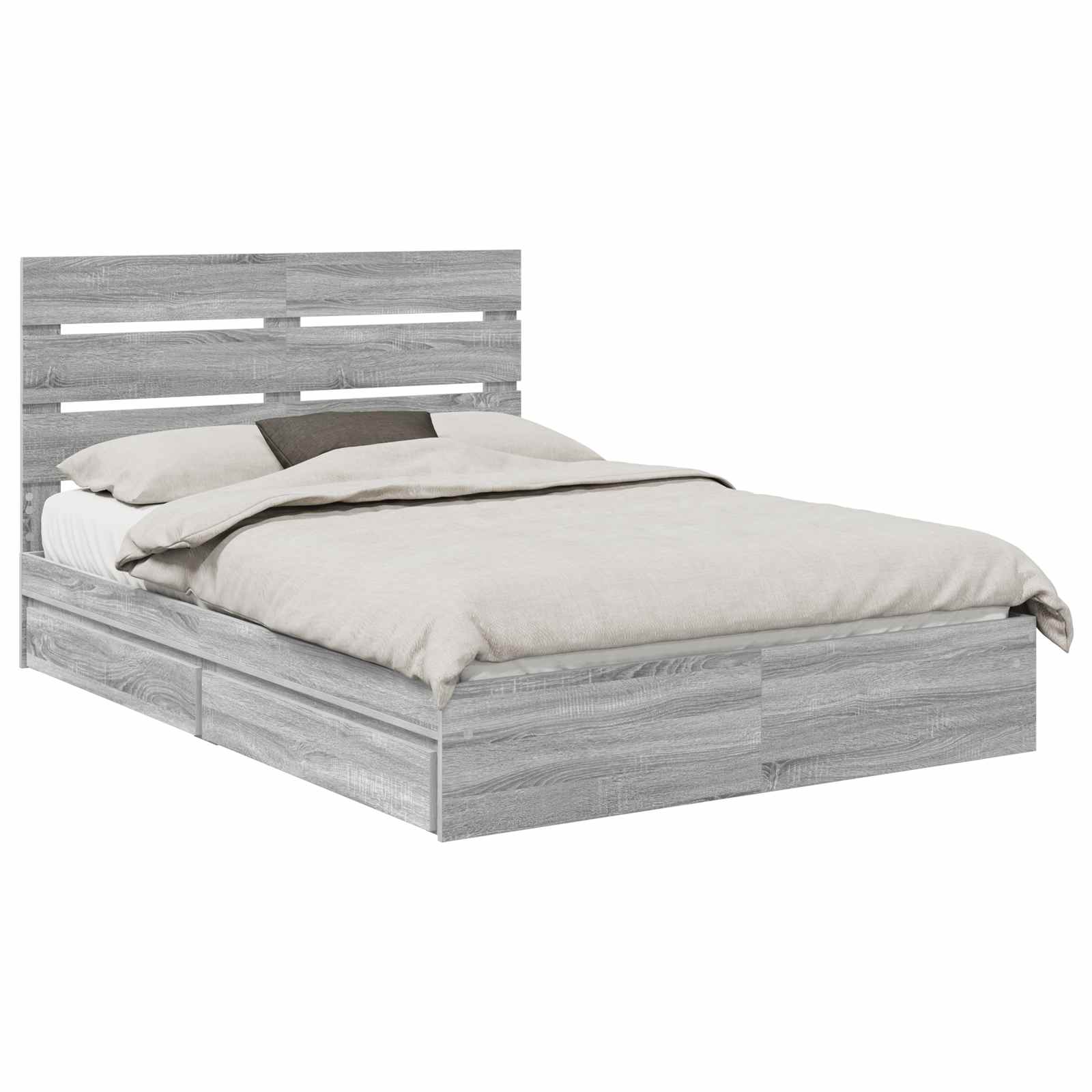 Letto con Contenitore con testiera Grigio Sonoma 140 x 200 cm | homemem39