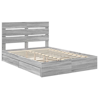 Letto con Contenitore con testiera Grigio Sonoma 140 x 200 cm | homemem39