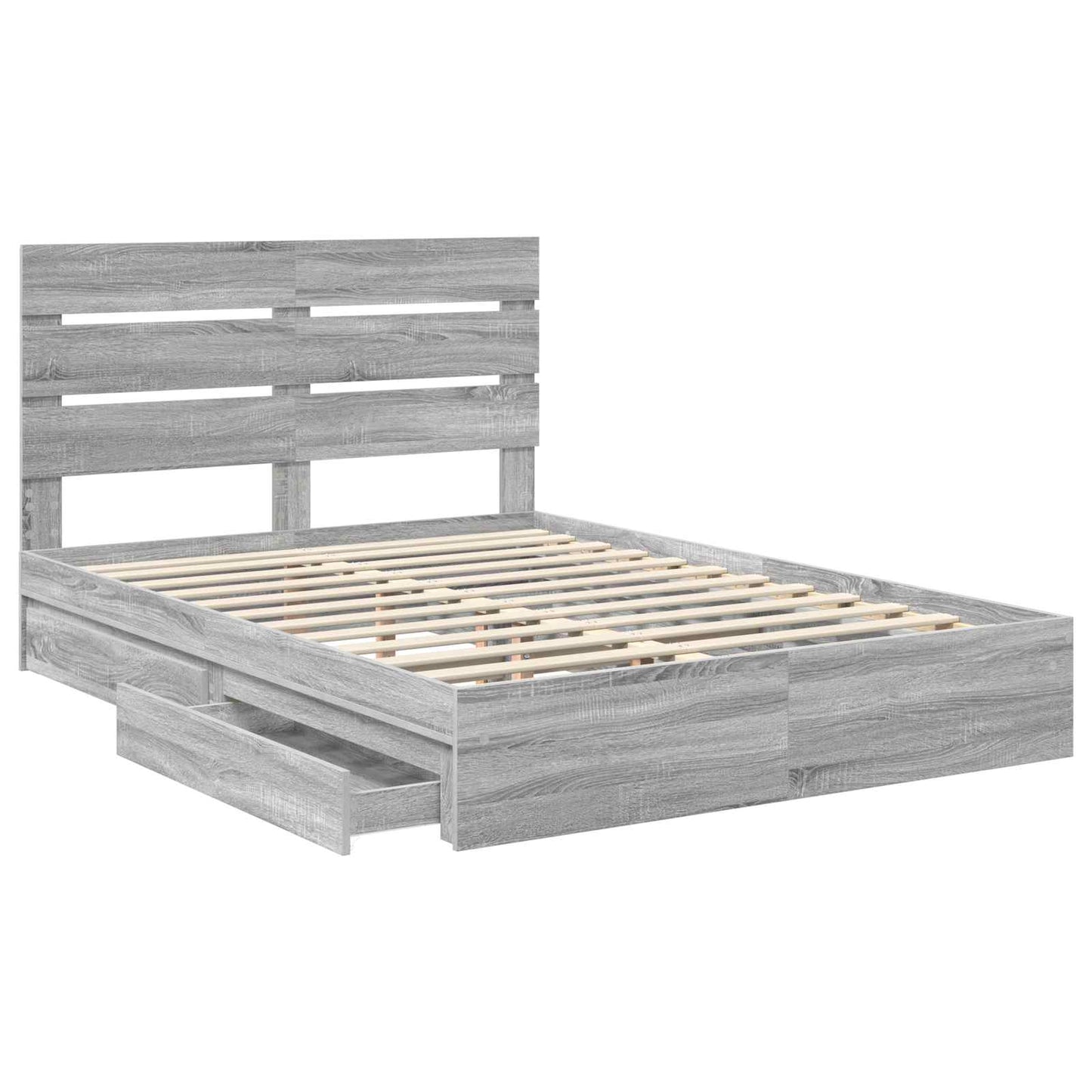 Letto con Contenitore con testiera Grigio Sonoma 140 x 200 cm | homemem39