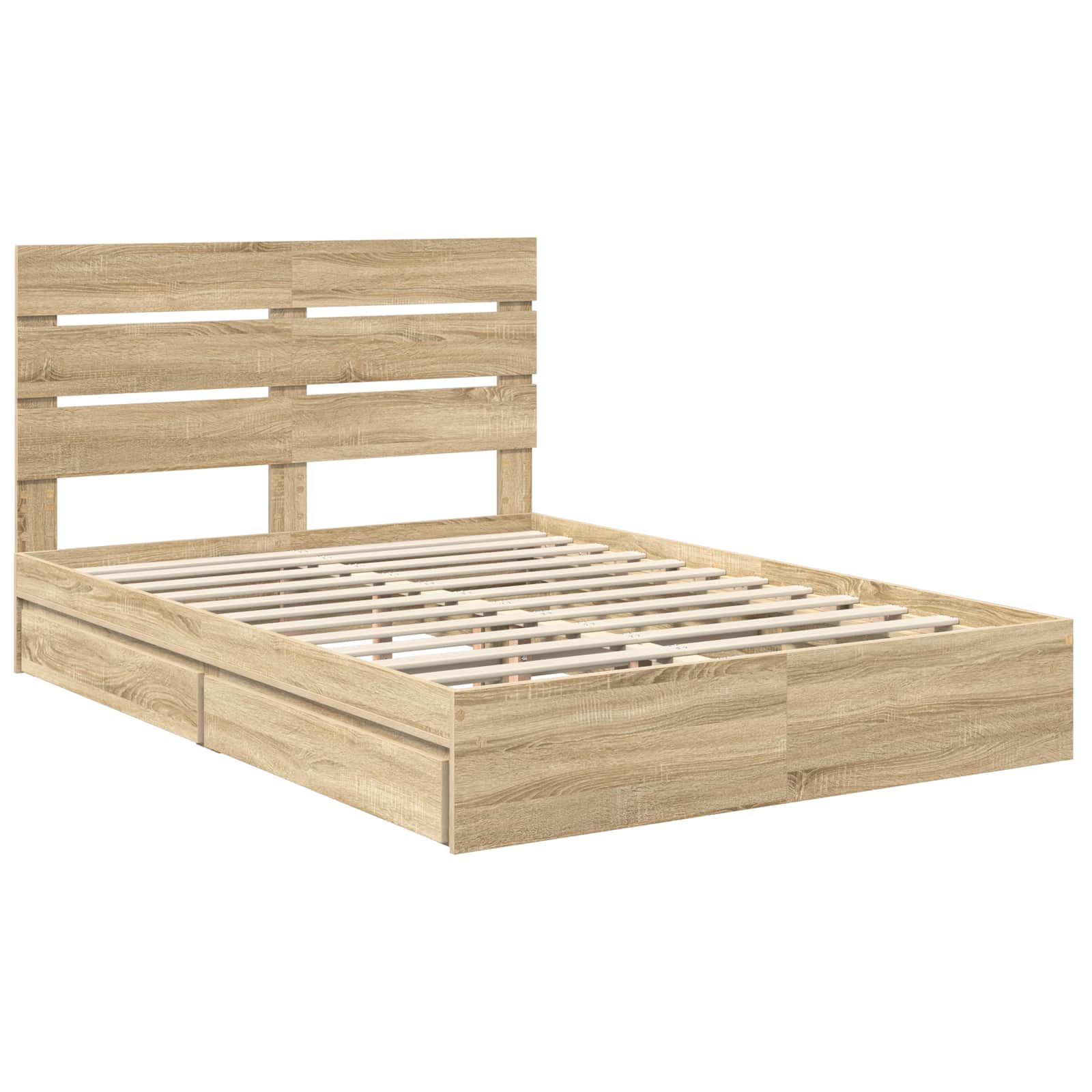 Letto con Contenitore con testiera Rovere Sonoma 140 x 190 cm | homemem39