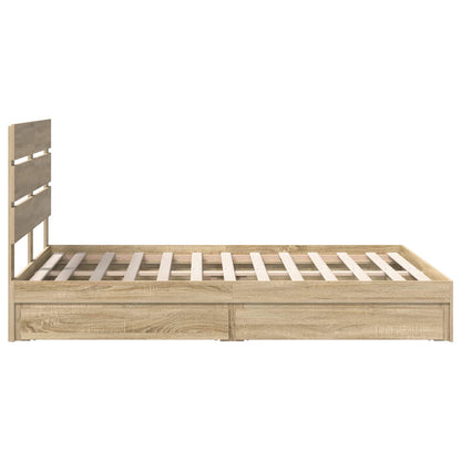 Letto con Contenitore con testiera Rovere Sonoma 140 x 190 cm | homemem39