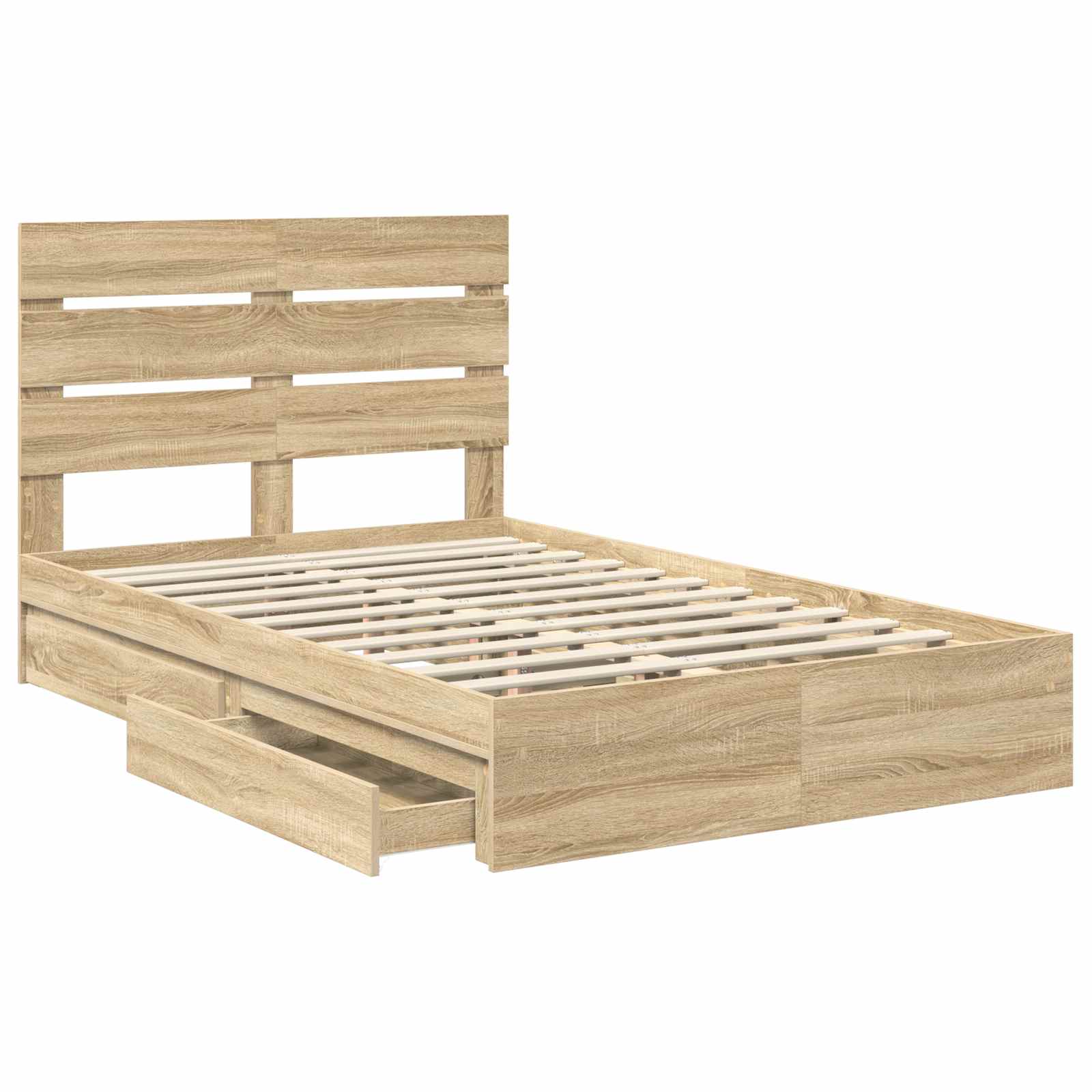 Letto con Contenitore con testiera Rovere Sonoma 135 x 190 cm | homemem39