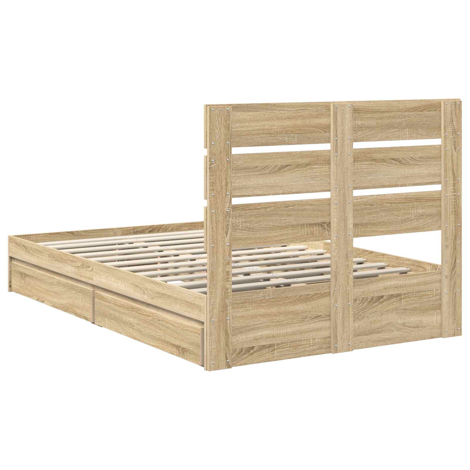 Letto con Contenitore con testiera Rovere Sonoma 135 x 190 cm | homemem39