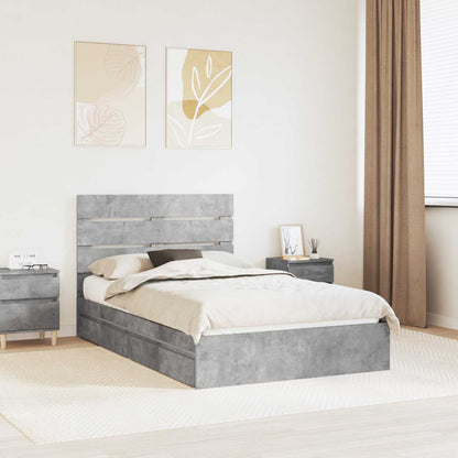 Letto con Contenitore con testiera Grigio cemento 135 x 190 cm | homemem39