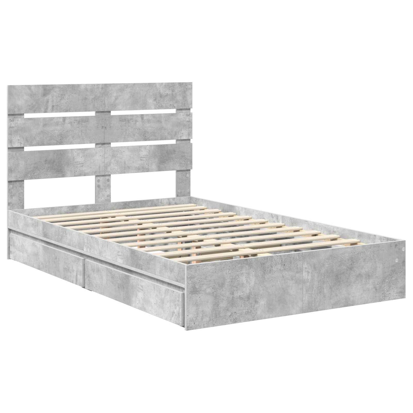 Letto con Contenitore con testiera Grigio cemento 135 x 190 cm | homemem39