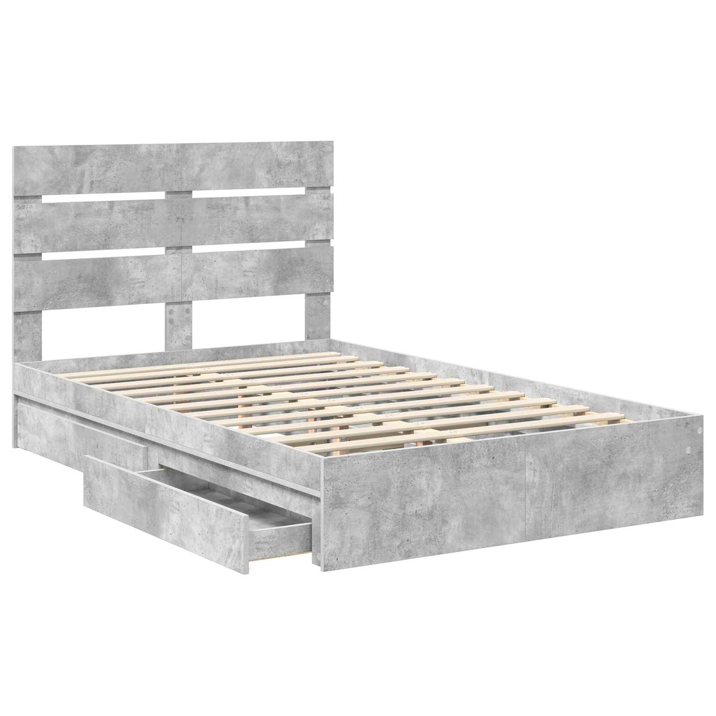 Letto con Contenitore con testiera Grigio cemento 135 x 190 cm | homemem39