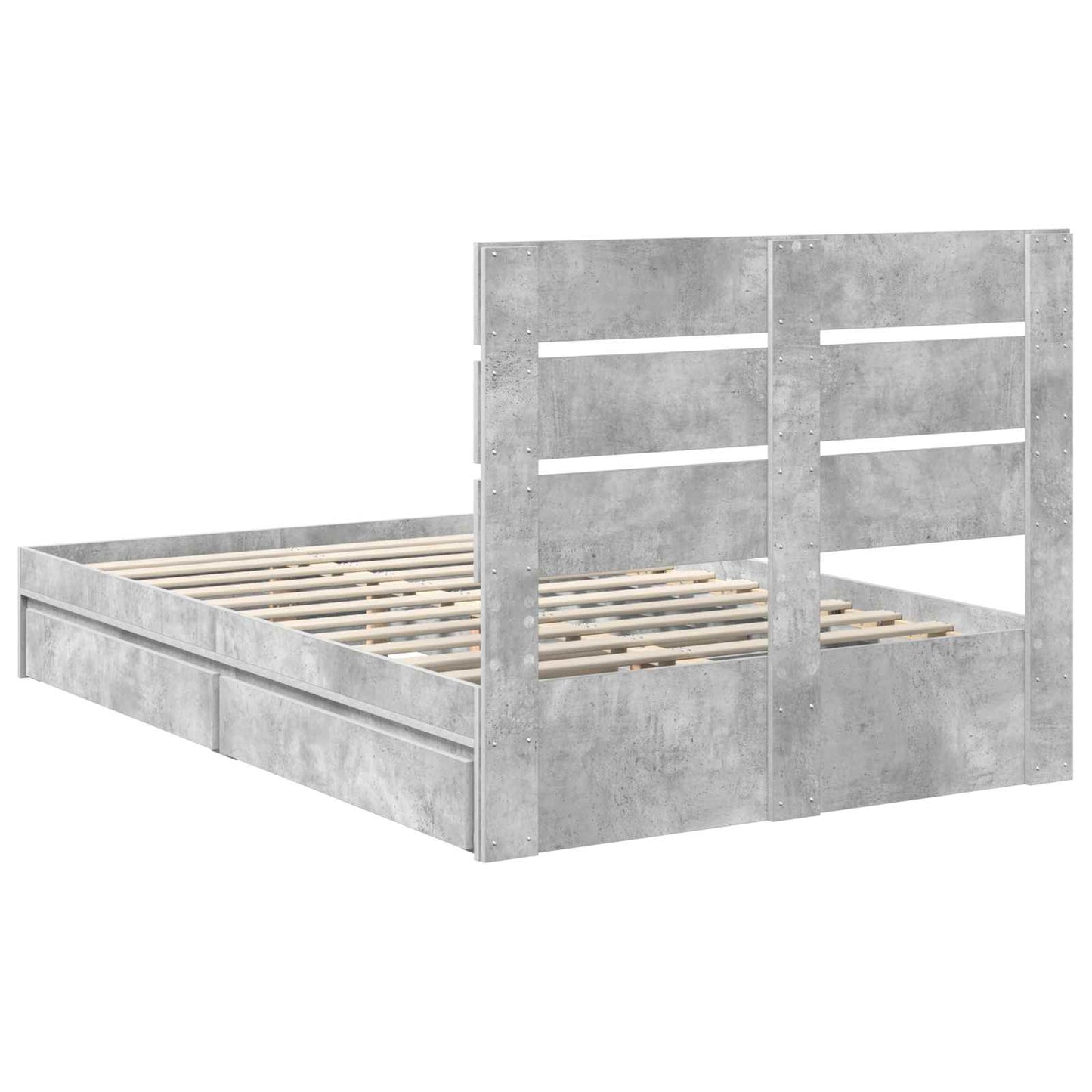 Letto con Contenitore con testiera Grigio cemento 135 x 190 cm | homemem39