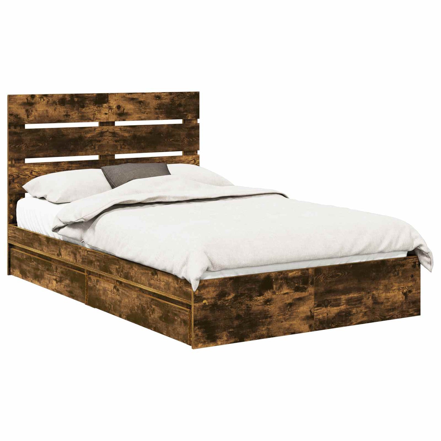 Letto con Contenitore con testiera Rovere fumé 135 x 190 cm | homemem39