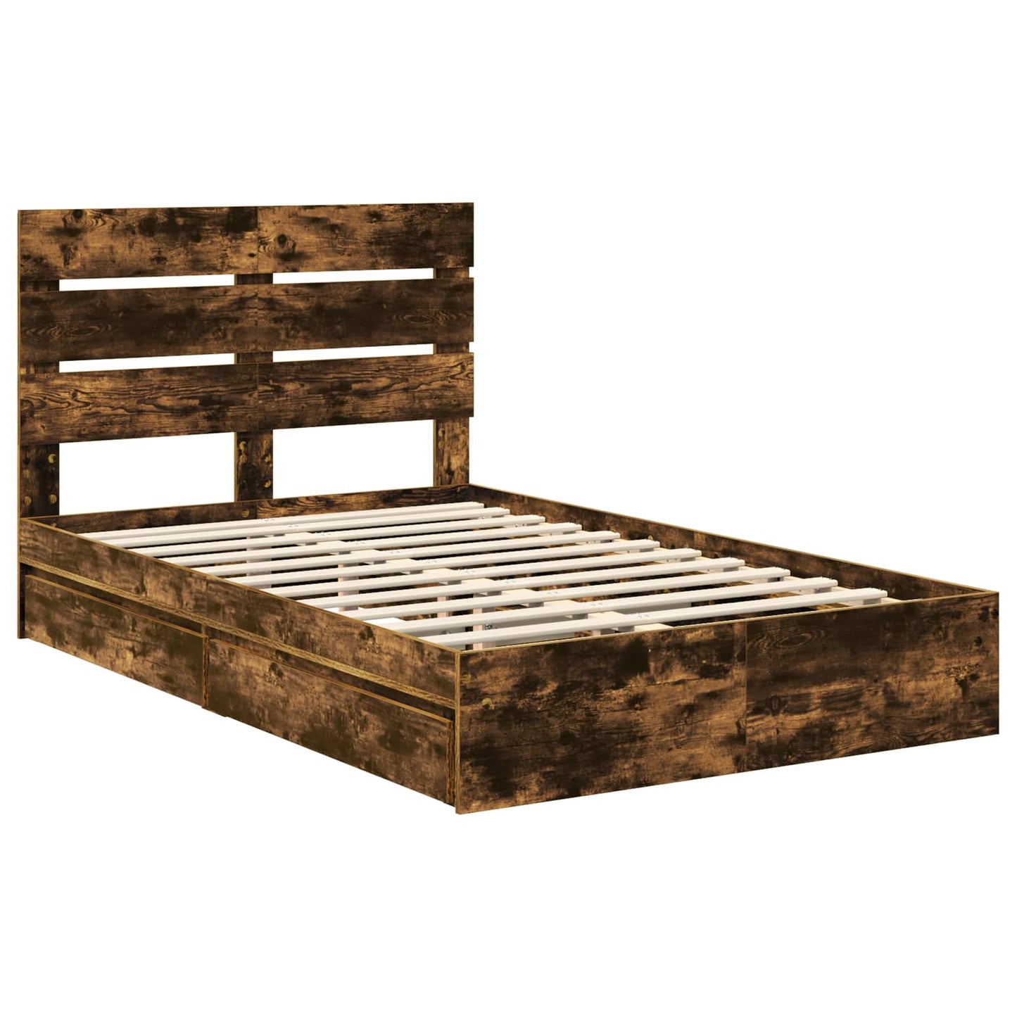 Letto con Contenitore con testiera Rovere fumé 135 x 190 cm | homemem39