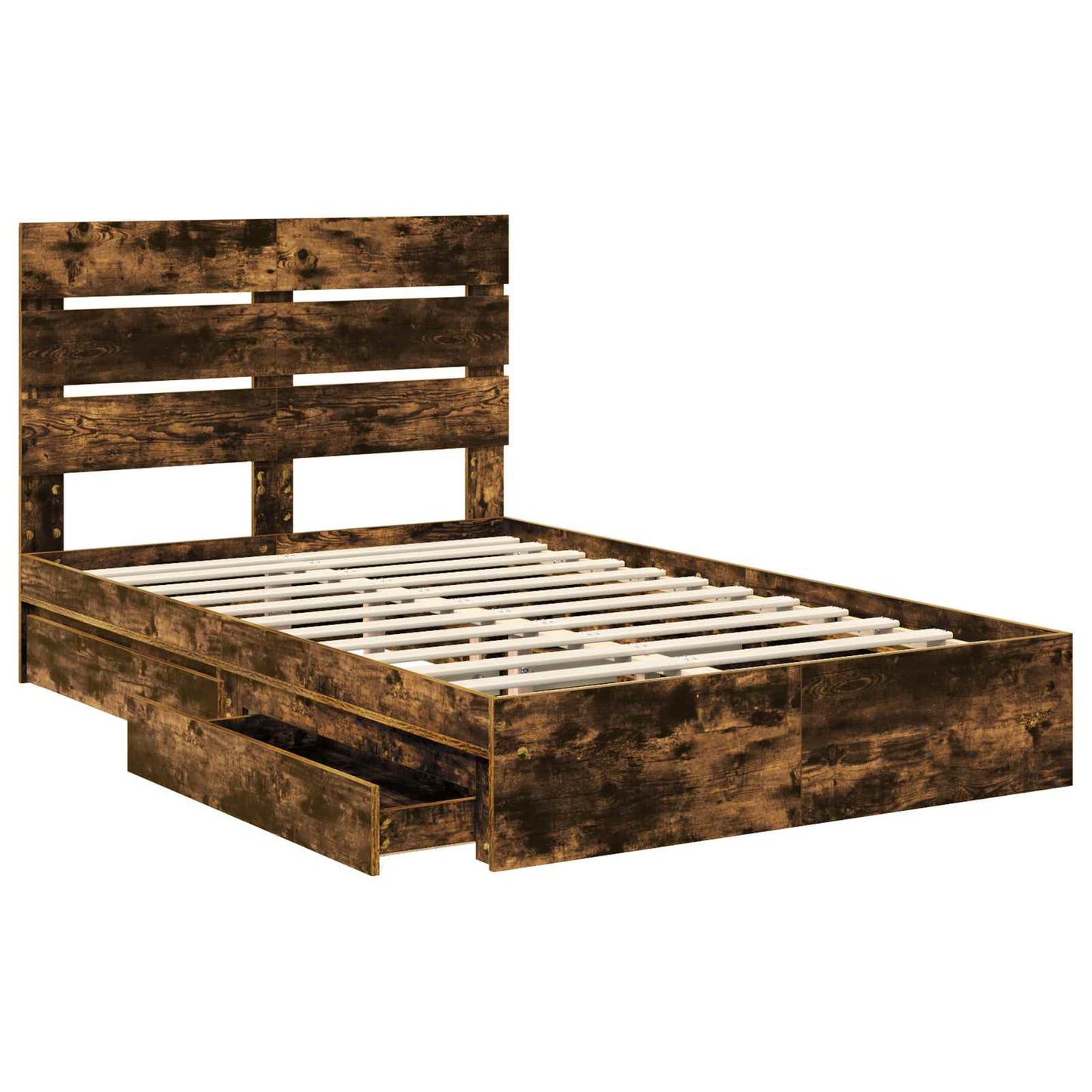 Letto con Contenitore con testiera Rovere fumé 135 x 190 cm | homemem39