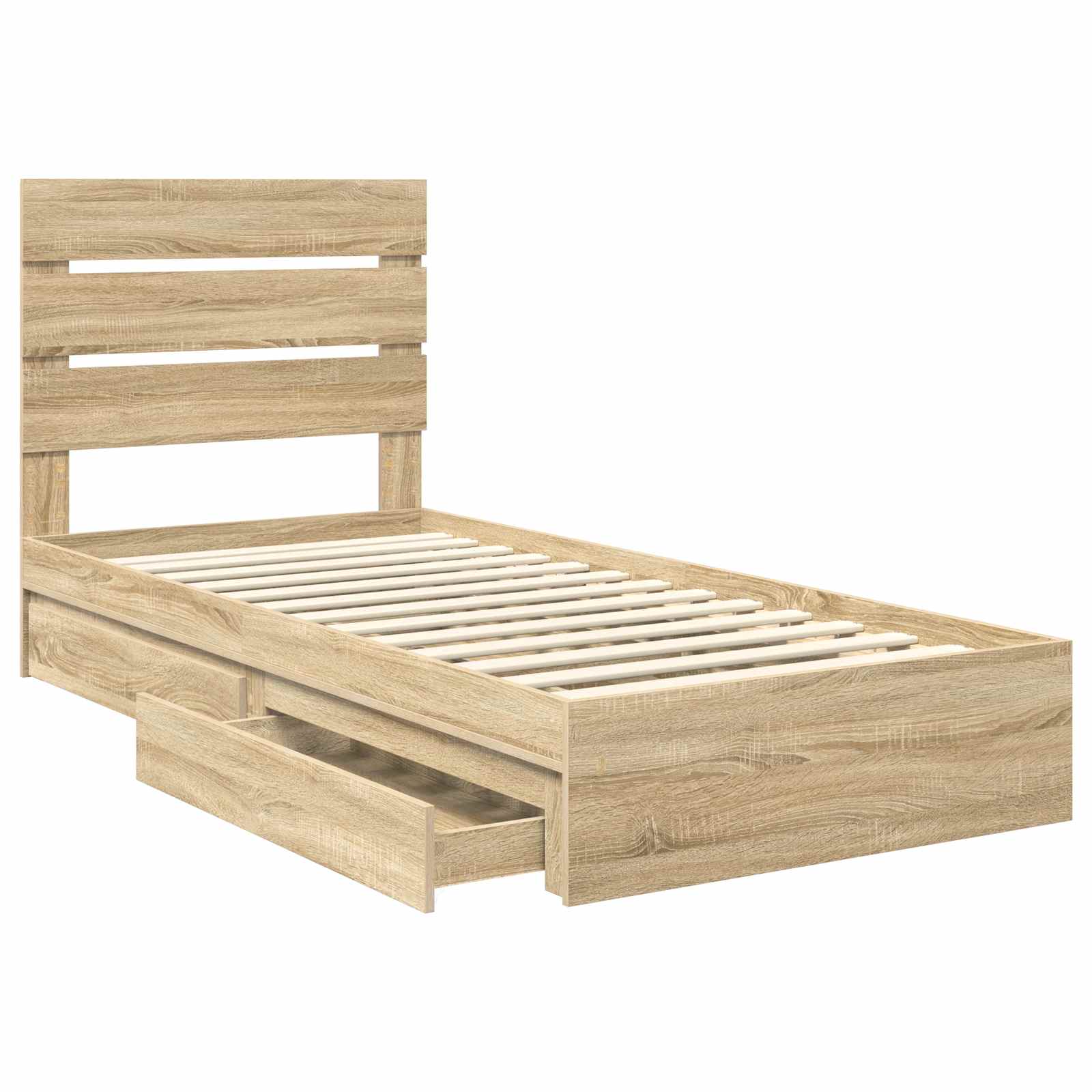 Letto con Contenitore con testiera Rovere Sonoma 100 x 200 cm | homemem39