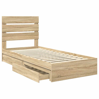 Letto con Contenitore con testiera Rovere Sonoma 100 x 200 cm | homemem39