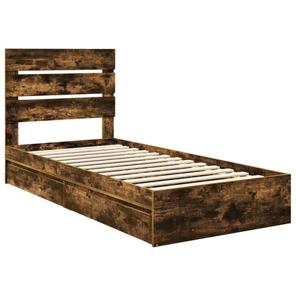 Letto con Contenitore con testiera Rovere fumé 100 x 200 cm | homemem39