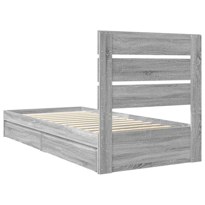 Letto con Contenitore con testiera Grigio Sonoma 100 x 200 cm | homemem39