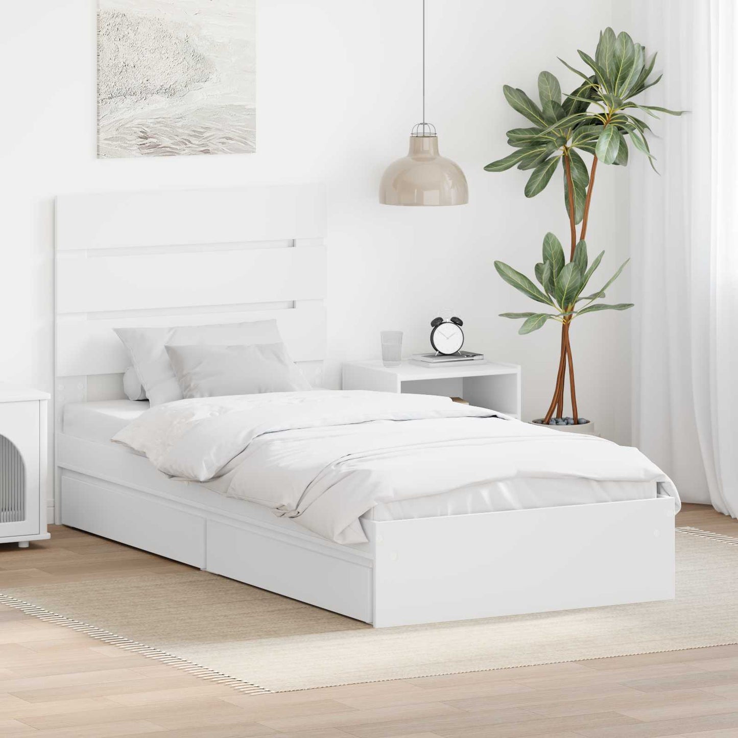Letto con Contenitore Bianco 90 x 200 cm Legno multistrato | homemem39