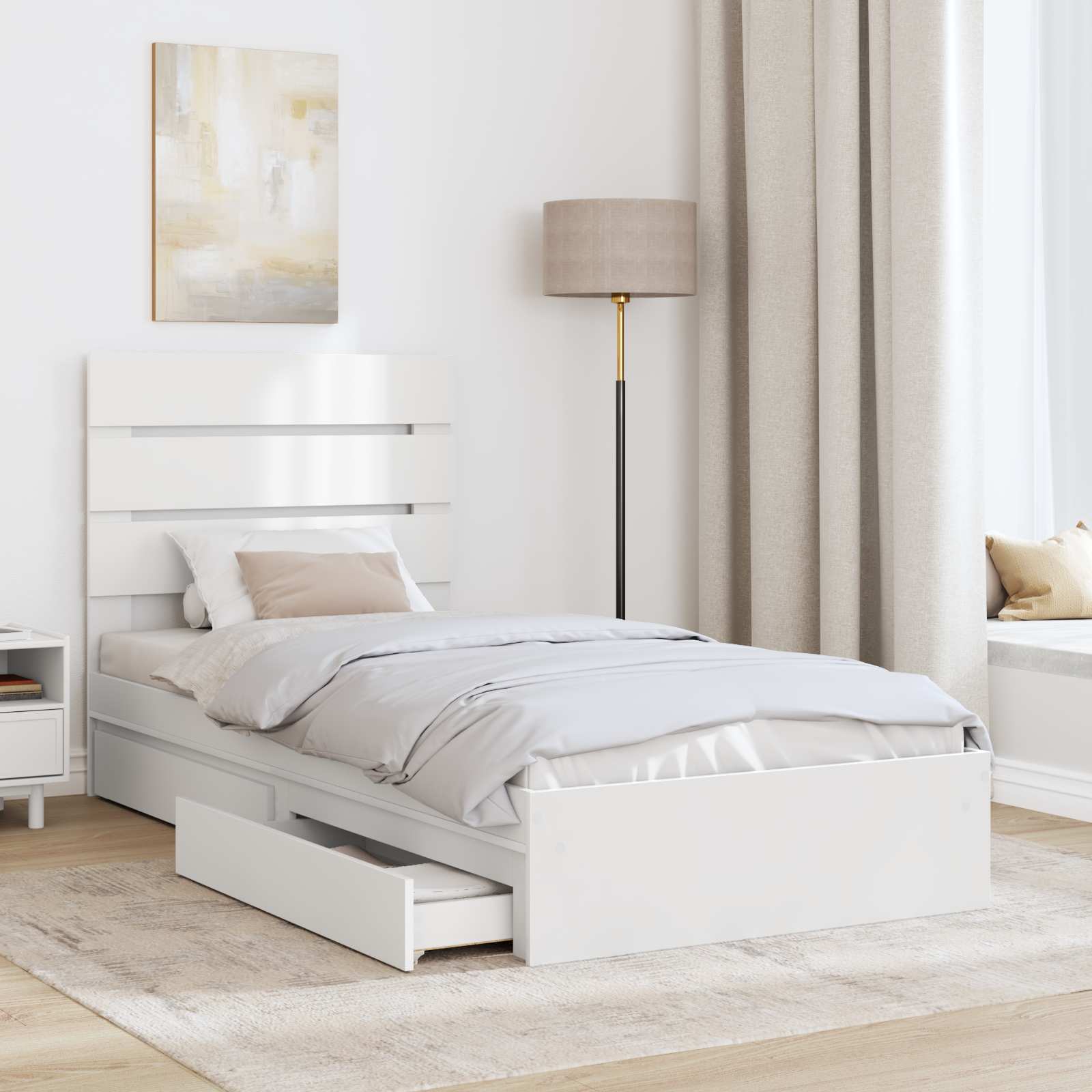 Letto con Contenitore Bianco 90 x 200 cm Legno multistrato | homemem39