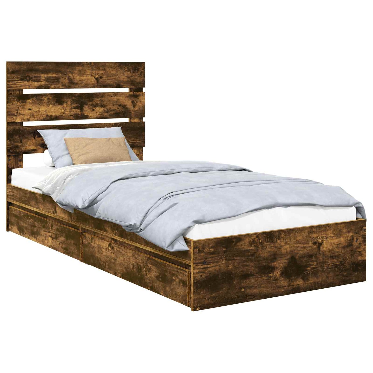 Letto con Contenitore Rovere fumé 90 x 190 cm Legno multistrato | homemem39
