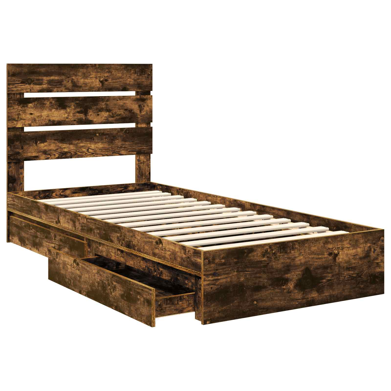 Letto con Contenitore Rovere fumé 90 x 190 cm Legno multistrato | homemem39