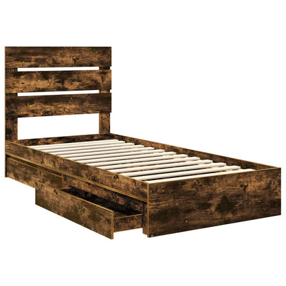 Letto con Contenitore Rovere fumé 90 x 190 cm Legno multistrato | homemem39