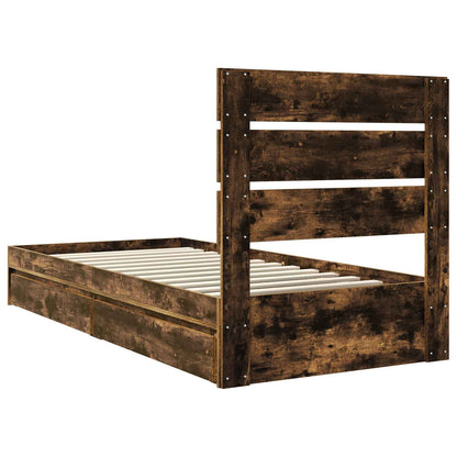 Letto con Contenitore Rovere fumé 90 x 190 cm Legno multistrato | homemem39
