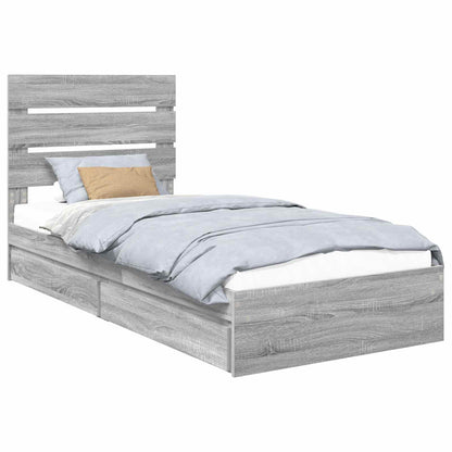 Letto con Contenitore con testiera Grigio Sonoma 90 x 190 cm | homemem39