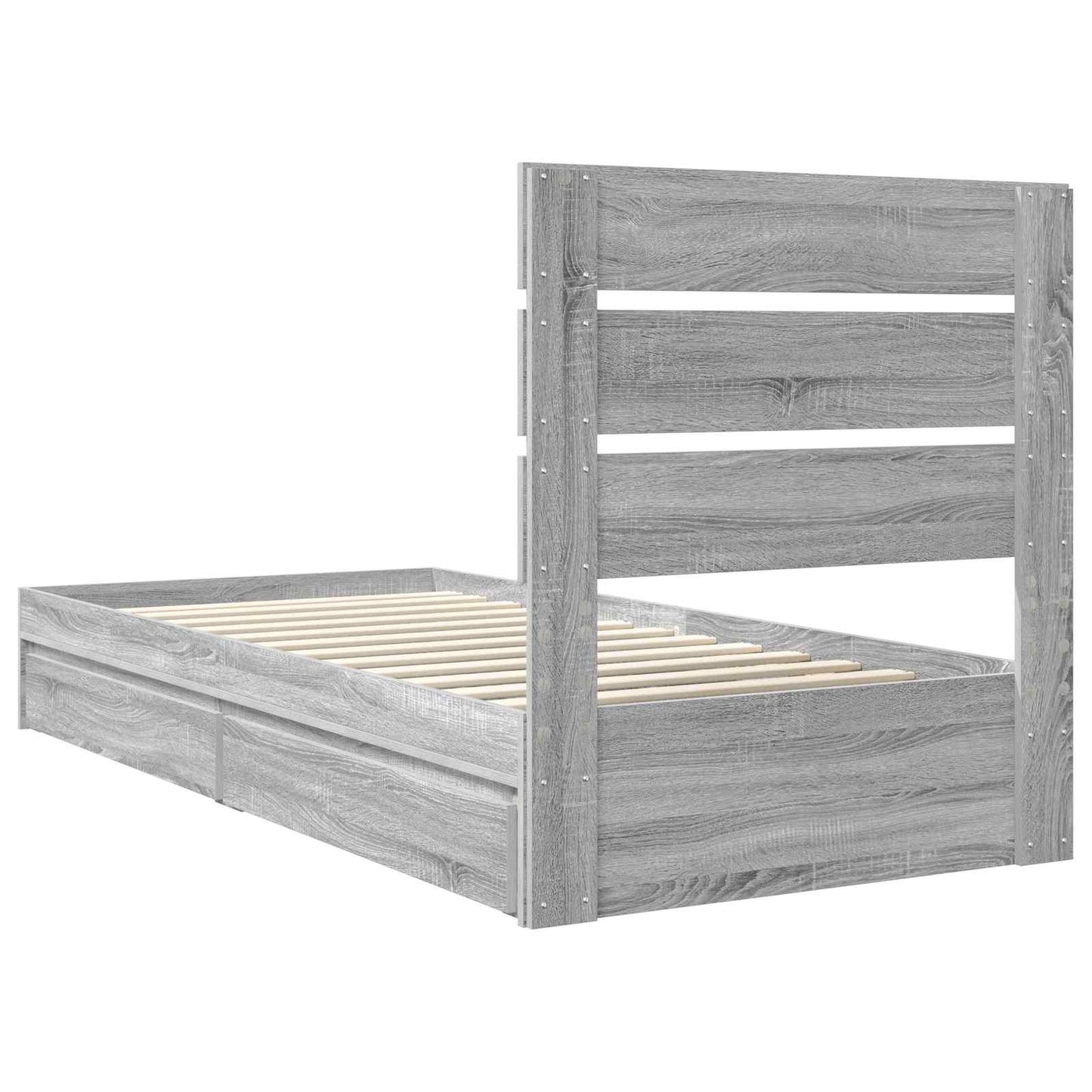 Letto con Contenitore con testiera Grigio Sonoma 90 x 190 cm | homemem39