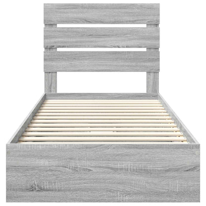 Letto con Contenitore con testiera Grigio Sonoma 90 x 190 cm | homemem39