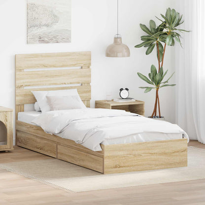 Letto con Contenitore con testiera Rovere Sonoma 70 x 190 cm | homemem39