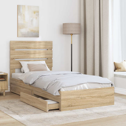 Letto con Contenitore con testiera Rovere Sonoma 70 x 190 cm | homemem39