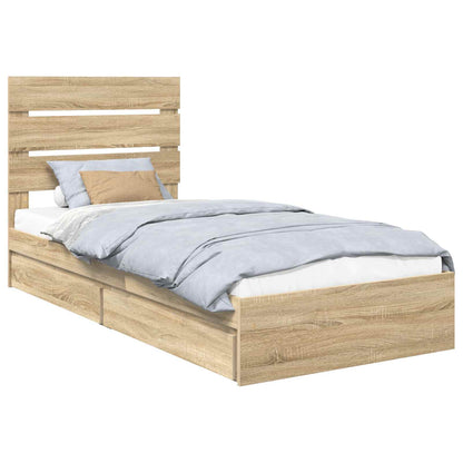 Letto con Contenitore con testiera Rovere Sonoma 70 x 190 cm | homemem39