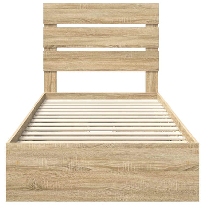 Letto con Contenitore con testiera Rovere Sonoma 70 x 190 cm | homemem39