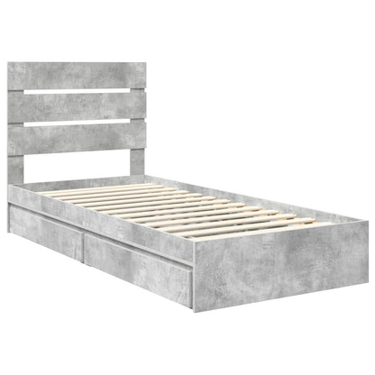Letto con Contenitore con testiera Grigio cemento 70 x 190 cm | homemem39