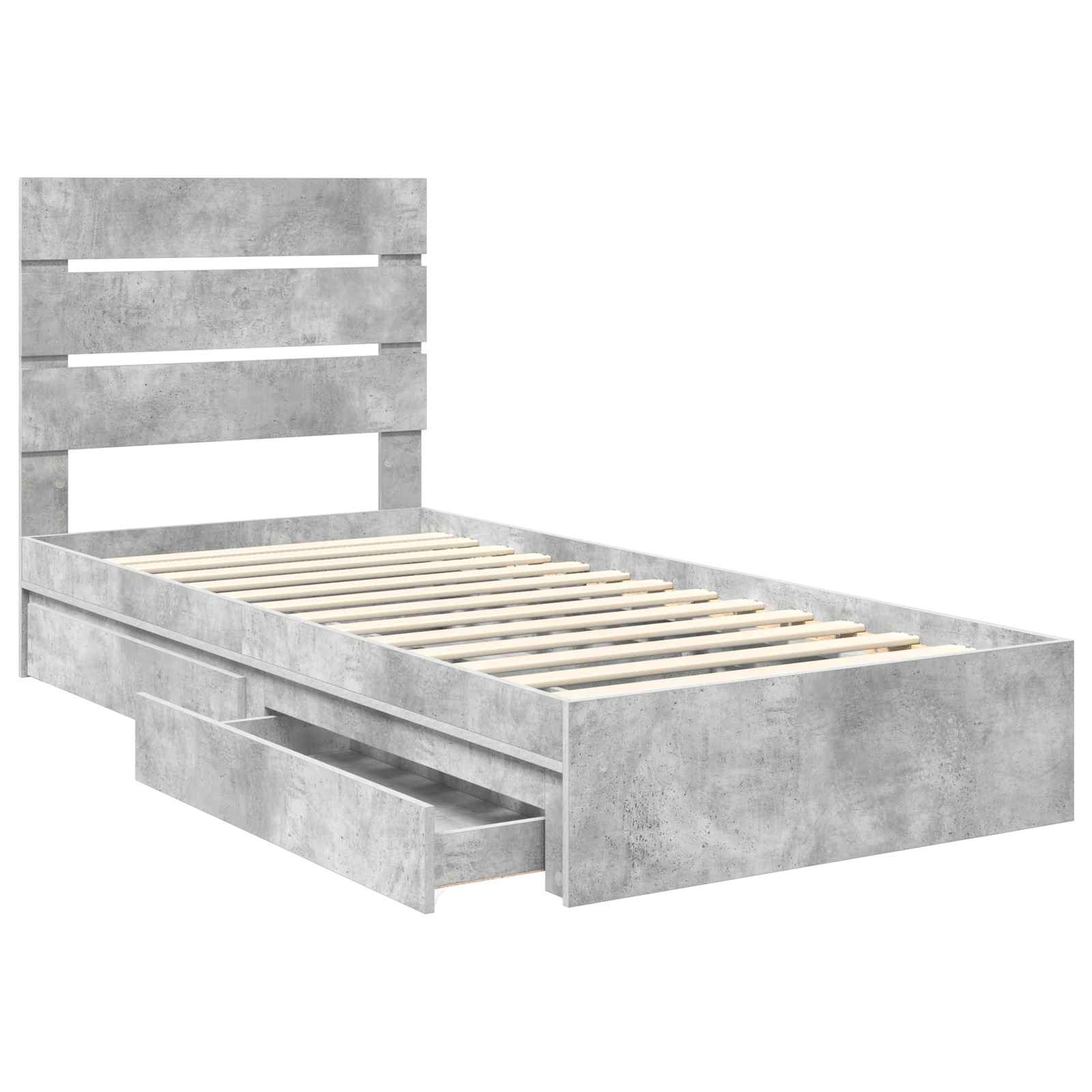 Letto con Contenitore con testiera Grigio cemento 70 x 190 cm | homemem39