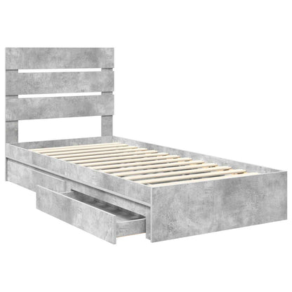 Letto con Contenitore con testiera Grigio cemento 70 x 190 cm | homemem39