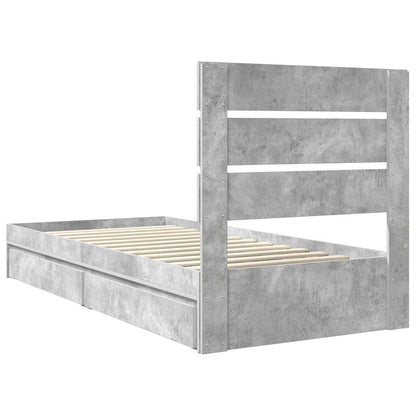 Letto con Contenitore con testiera Grigio cemento 70 x 190 cm | homemem39