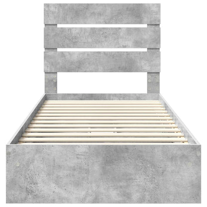 Letto con Contenitore con testiera Grigio cemento 70 x 190 cm | homemem39