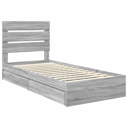 Letto con Contenitore con testiera Grigio Sonoma 70 x 190 cm | homemem39
