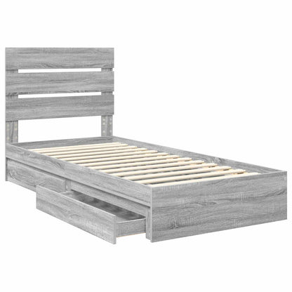 Letto con Contenitore con testiera Grigio Sonoma 70 x 190 cm | homemem39