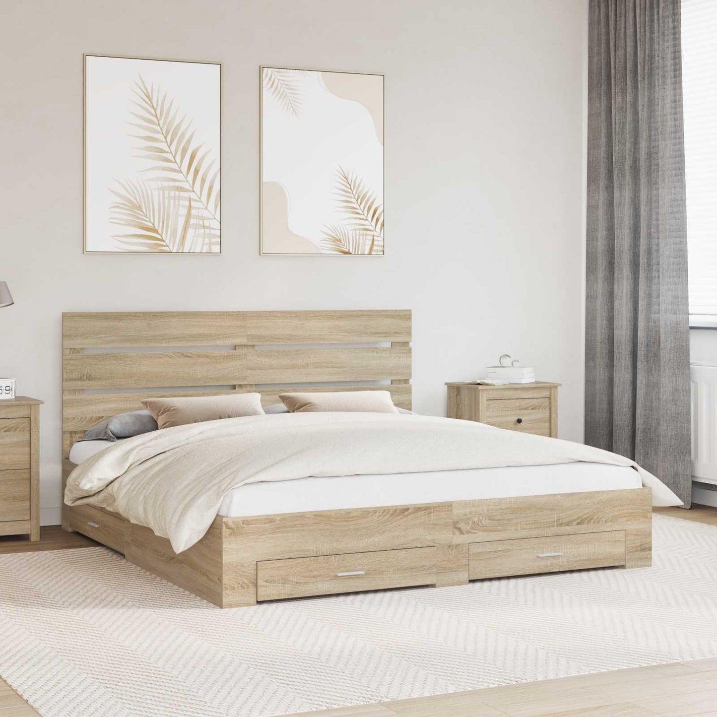 Struttura del letto con cassetto Rovere Sonoma 200 x 200 cm | homemem39
