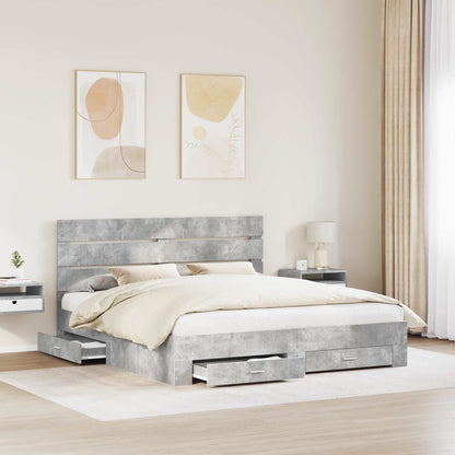 Struttura del letto con cassetto Grigio cemento 200 x 200 cm | homemem39