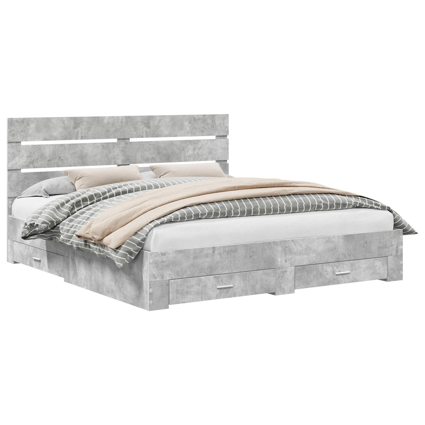 Struttura del letto con cassetto Grigio cemento 200 x 200 cm | homemem39
