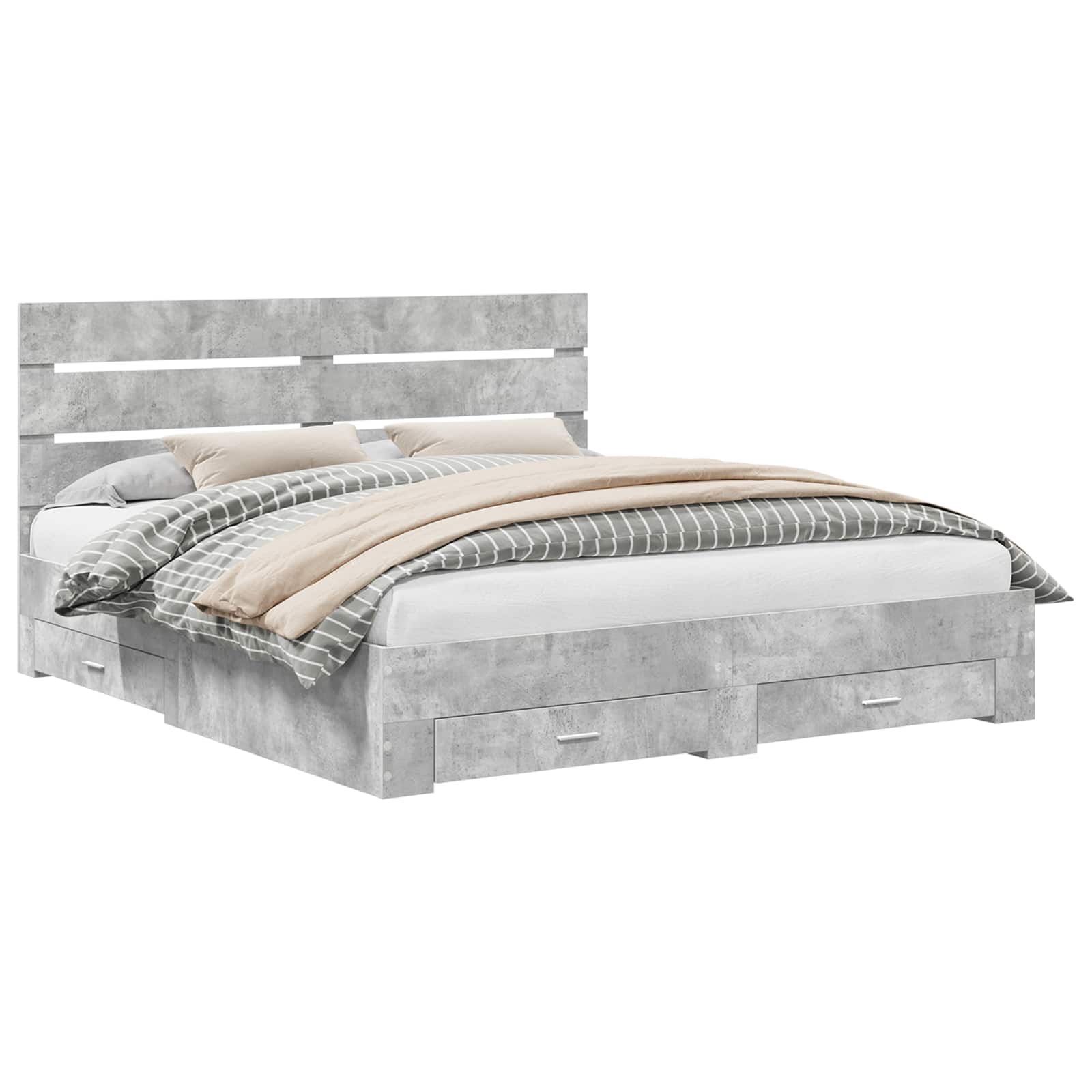 Struttura del letto con cassetto Grigio cemento 200 x 200 cm | homemem39