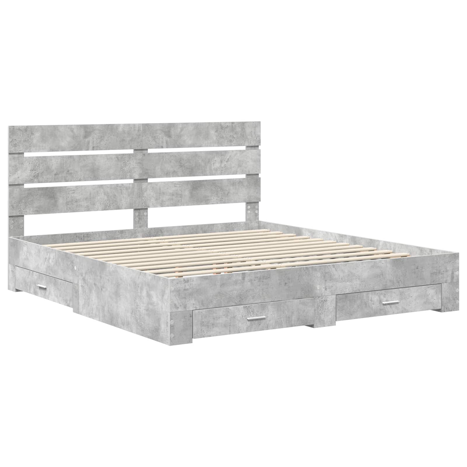 Struttura del letto con cassetto Grigio cemento 200 x 200 cm | homemem39