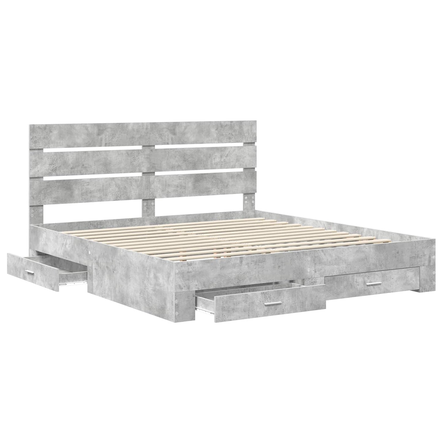 Struttura del letto con cassetto Grigio cemento 200 x 200 cm | homemem39