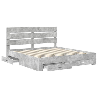 Struttura del letto con cassetto Grigio cemento 200 x 200 cm | homemem39