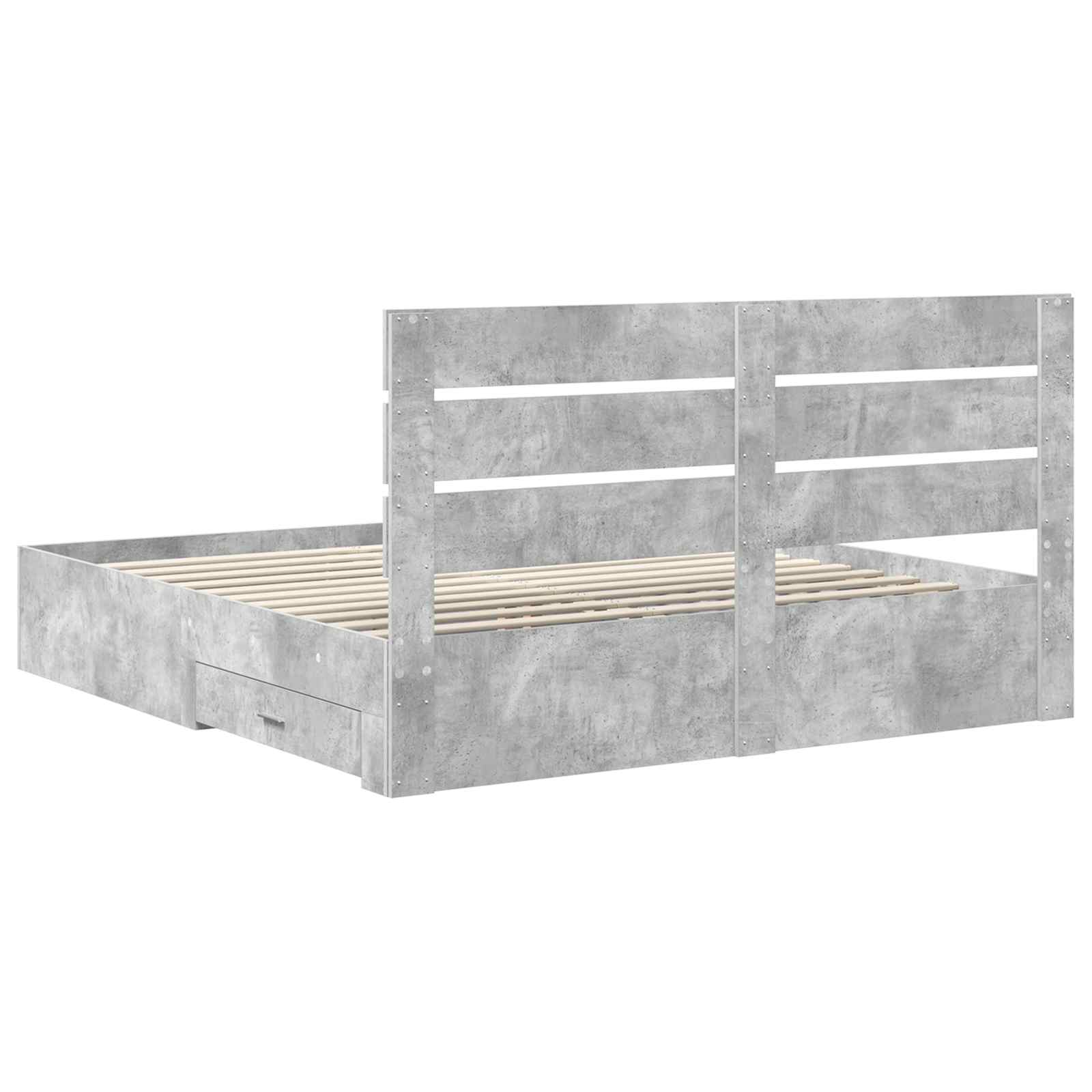 Struttura del letto con cassetto Grigio cemento 200 x 200 cm | homemem39