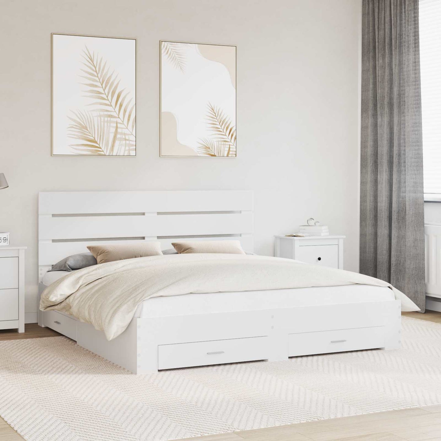 Struttura del letto Bianco 180 x 200 cm Legno multistrato | homemem39
